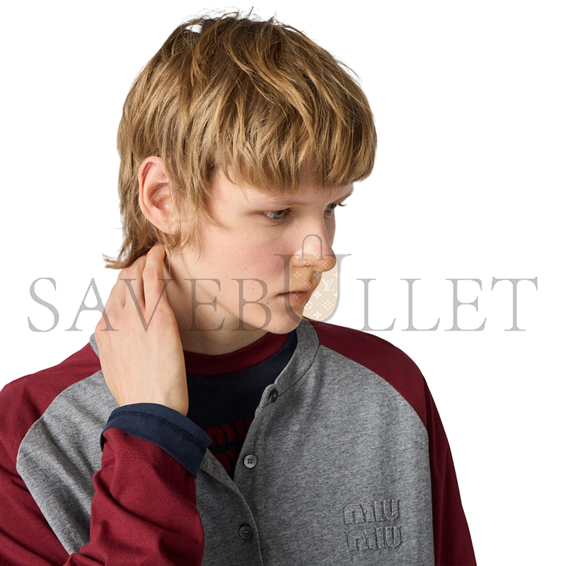 MIU MIU COTTON JERSEY HENLEY SHIRT MJLA34